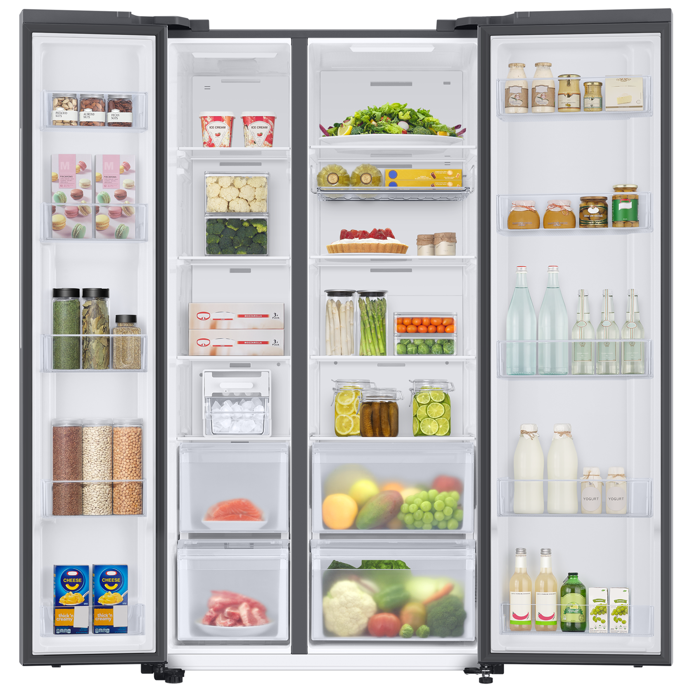 SAMSUNG 653 Litres 3 Star Auto Defrost Side by Side Refrigerator with Twin Cooling Plus (RS76CB811312HL, Clean White)