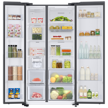 SAMSUNG 653 Litres 3 Star Auto Defrost Side by Side Refrigerator with Twin Cooling Plus (RS76CB811312HL, Clean White)