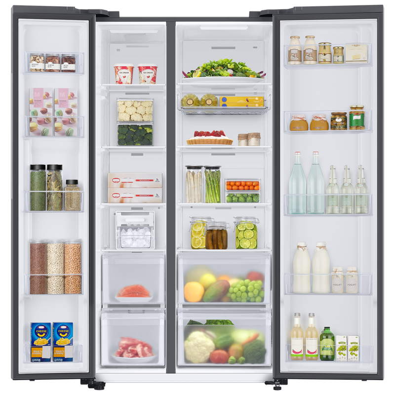 SAMSUNG 653 Litres 3 Star Auto Defrost Side by Side Refrigerator with Twin Cooling Plus (RS76CB811312HL, Clean White)