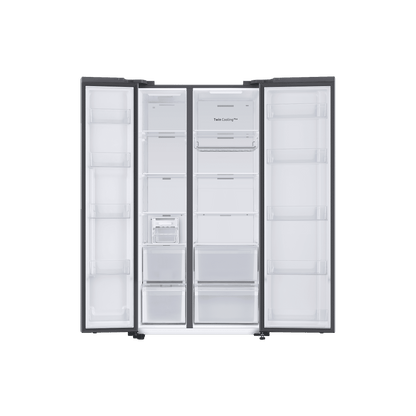 SAMSUNG 653 Litres 3 Star Auto Defrost Side by Side Refrigerator with Twin Cooling Plus (RS76CB811312HL, Clean White)