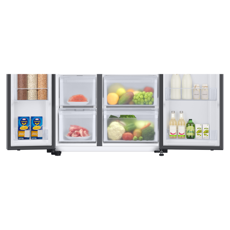 SAMSUNG 653 Litres 3 Star Auto Defrost Side by Side Refrigerator with Twin Cooling Plus (RS76CB811312HL, Clean White)