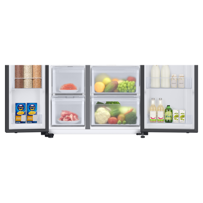 SAMSUNG 653 Litres 3 Star Side by Side Refrigerator with AI Energy Mode (RS76CB811333HL, Glam Deep Charcoal)