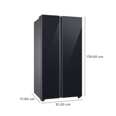 SAMSUNG 653 Litres 3 Star Side by Side Refrigerator with AI Energy Mode (RS76CB811333HL, Glam Deep Charcoal)