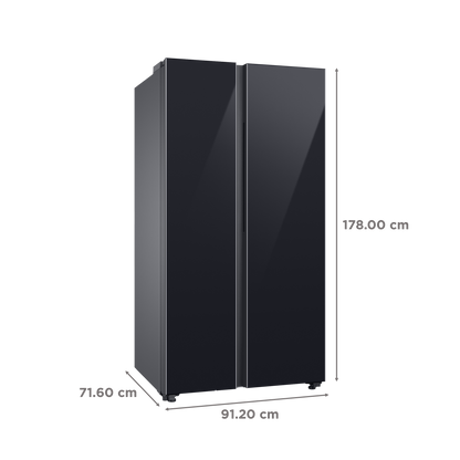 SAMSUNG 653 Litres 3 Star Side by Side Refrigerator with AI Energy Mode (RS76CB811333HL, Glam Deep Charcoal)