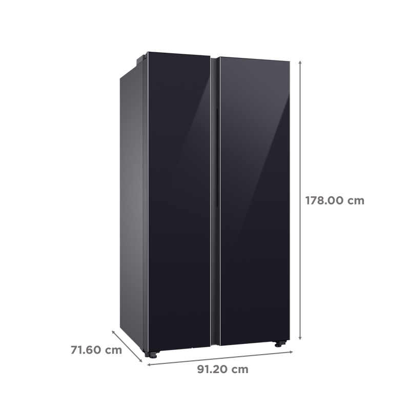 SAMSUNG 653 Litres 3 Star Side by Side Refrigerator with AI Energy Mode (RS76CB811333HL, Glam Deep Charcoal)
