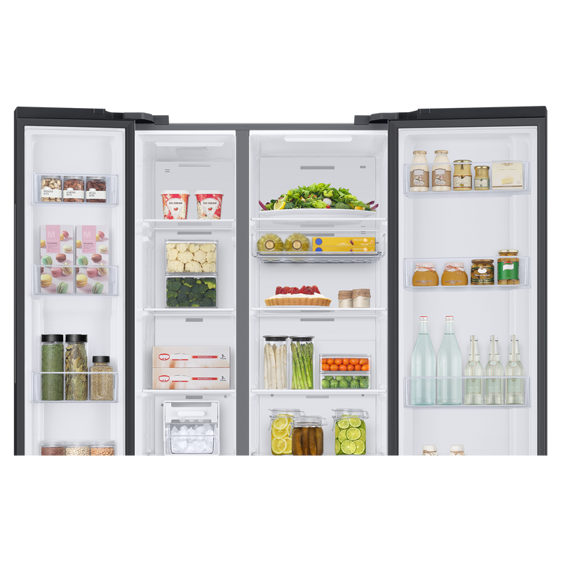 SAMSUNG 653 Litres 3 Star Side by Side Refrigerator with AI Energy Mode (RS76CB811333HL, Glam Deep Charcoal)