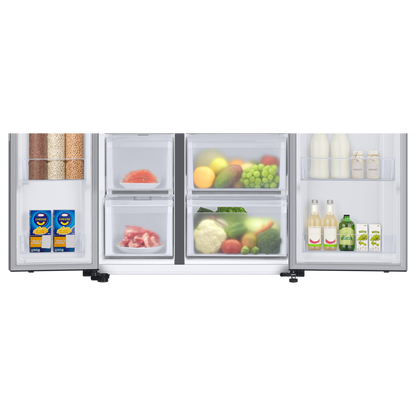 SAMSUNG 633 Litres 3 Star Auto Defrost Side by Side Refrigerator with Twin Cooling Plus (RS78CG8543SLHL, EZ Clean Steel)