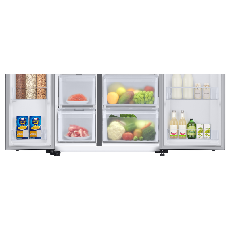 SAMSUNG 633 Litres 3 Star Auto Defrost Side by Side Refrigerator with Twin Cooling Plus (RS78CG8543SLHL, EZ Clean Steel)