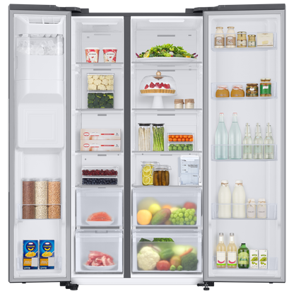 SAMSUNG 633 Litres 3 Star Auto Defrost Side by Side Refrigerator with Twin Cooling Plus (RS78CG8543SLHL, EZ Clean Steel)