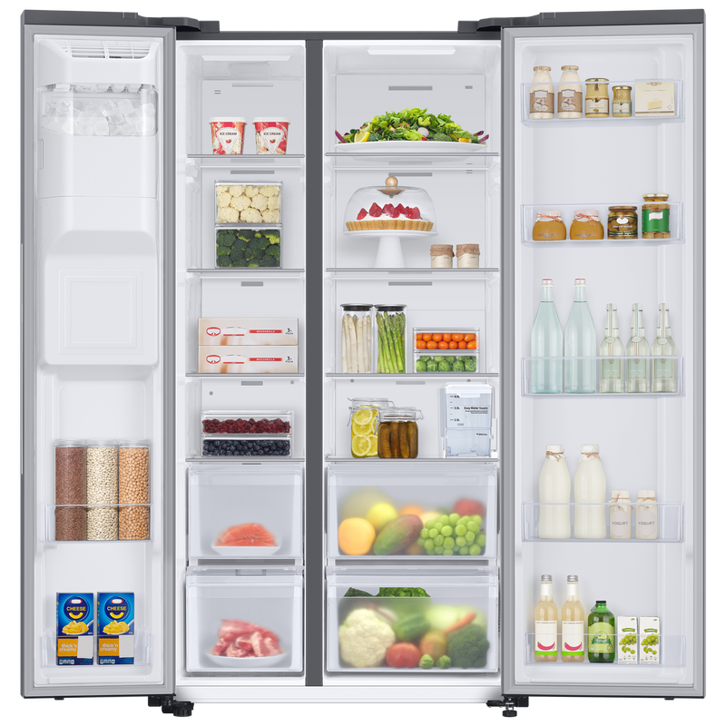 SAMSUNG 633 Litres 3 Star Auto Defrost Side by Side Refrigerator with Twin Cooling Plus (RS78CG8543SLHL, EZ Clean Steel)