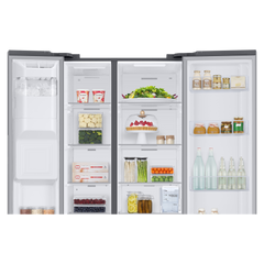 SAMSUNG 633 Litres 3 Star Auto Defrost Side by Side Refrigerator with Twin Cooling Plus (RS78CG8543SLHL, EZ Clean Steel)