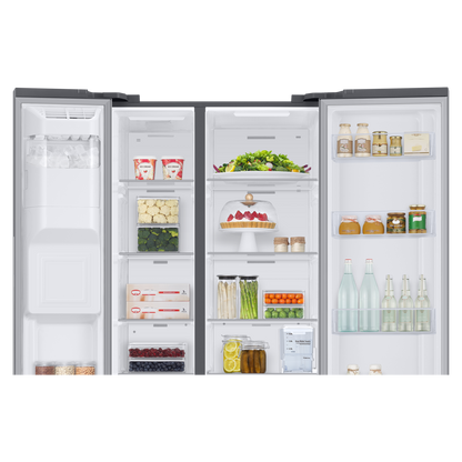 SAMSUNG 633 Litres 3 Star Auto Defrost Side by Side Refrigerator with Twin Cooling Plus (RS78CG8543SLHL, EZ Clean Steel)