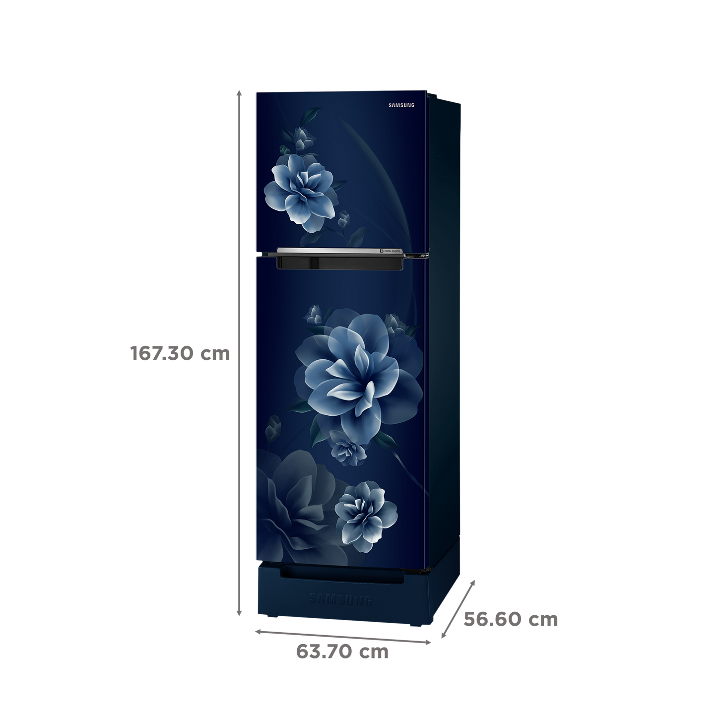 SAMSUNG 236 Litres 2 Star Frost Free Double Door Refrigerator with Digital Inverter Technology (RT28C3122CU/HL, Camellia Blue)