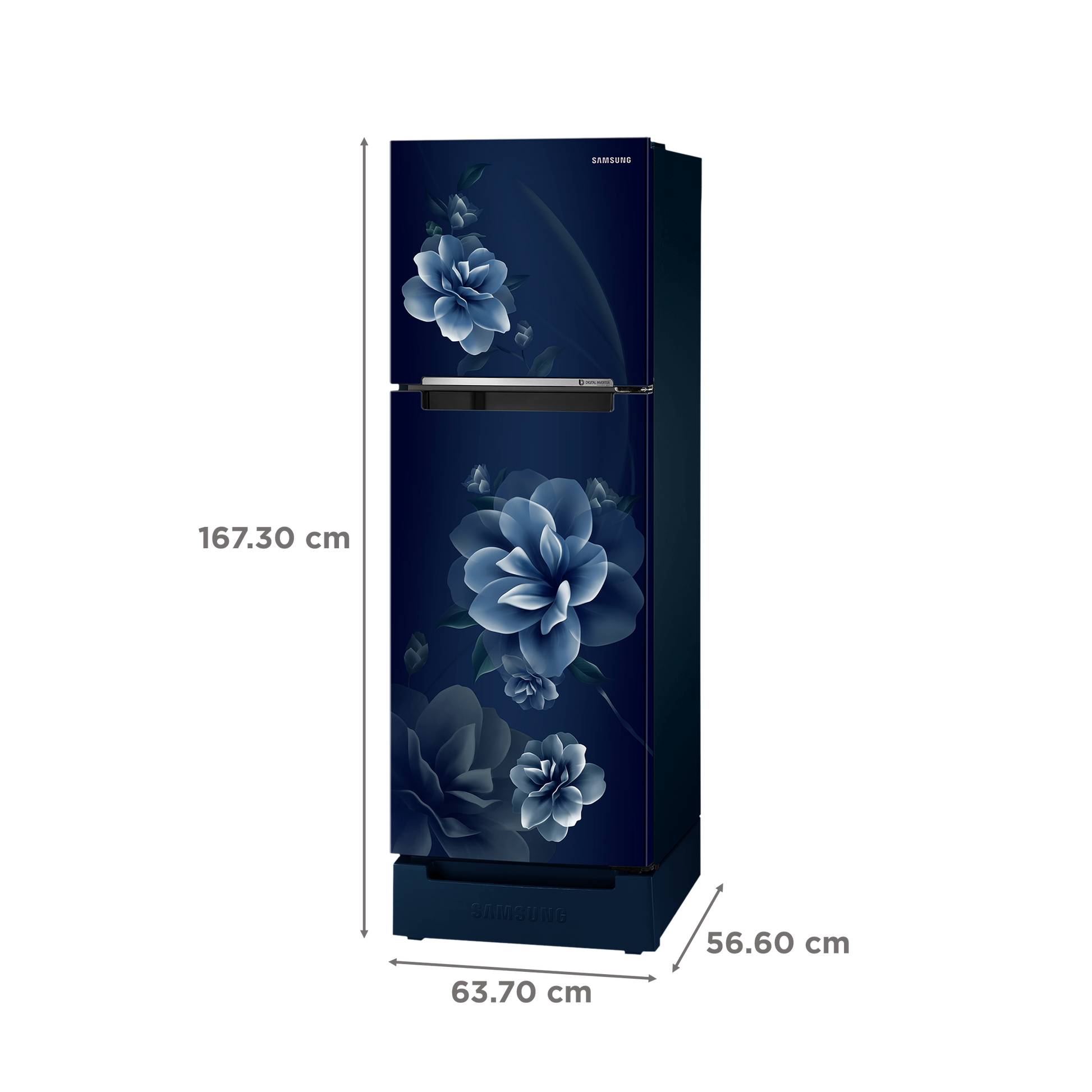 SAMSUNG 236 Litres 2 Star Frost Free Double Door Refrigerator with Digital Inverter Technology (RT28C3122CU/HL, Camellia Blue)