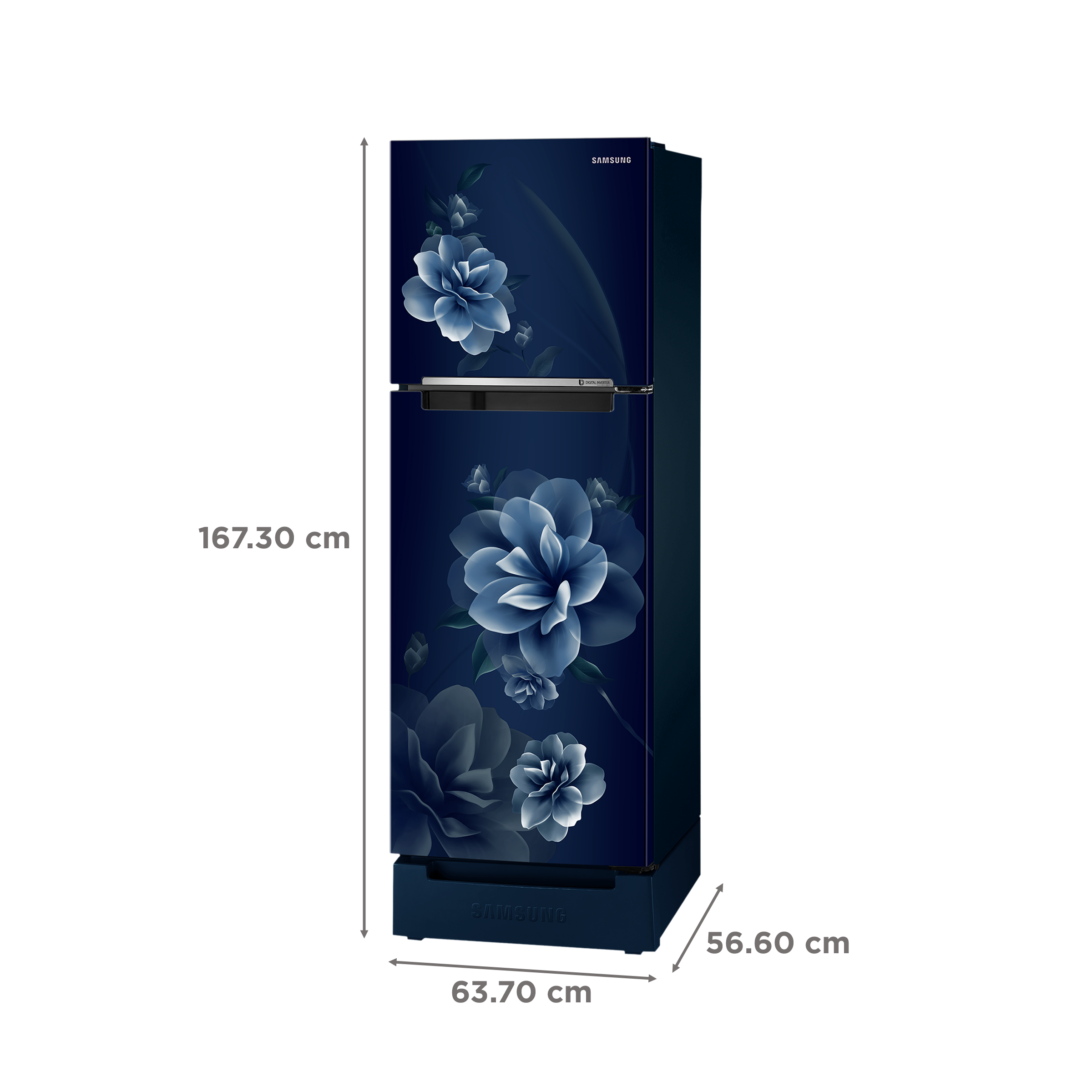 SAMSUNG 236 Litres 2 Star Frost Free Double Door Refrigerator with Digital Inverter Technology (RT28C3122CU/HL, Camellia Blue)