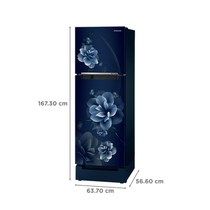 SAMSUNG 236 Litres 2 Star Frost Free Double Door Refrigerator with Digital Inverter Technology (RT28C3122CU/HL, Camellia Blue)