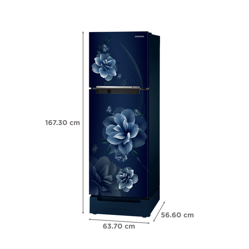 SAMSUNG 236 Litres 2 Star Frost Free Double Door Refrigerator with Digital Inverter Technology (RT28C3122CU/HL, Camellia Blue)