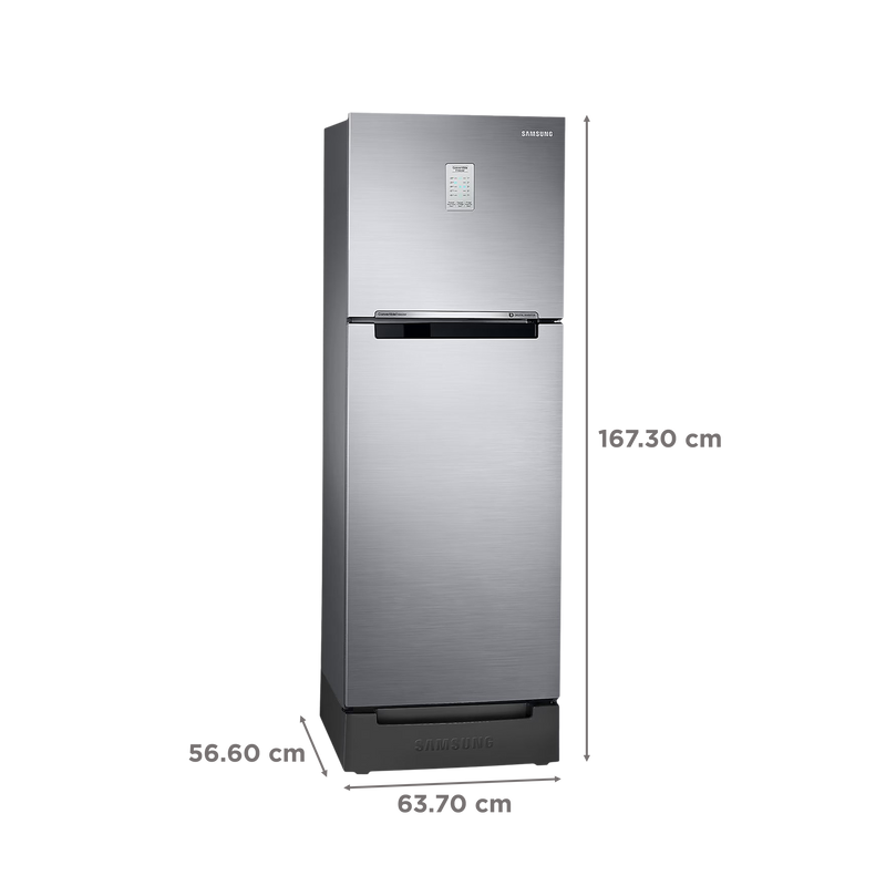 SAMSUNG 236 Litres 2 Star Auto Defrost Double Door Convertible Refrigerator with Convertible Freezer (RT28C3832S8/HL, Elegant Inox)