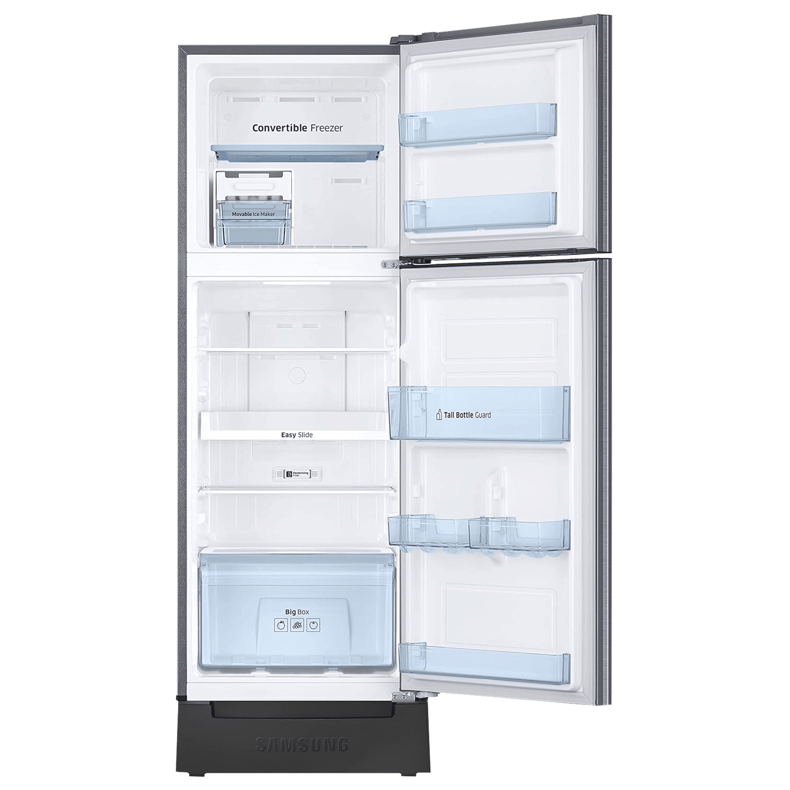 SAMSUNG 236 Litres 2 Star Auto Defrost Double Door Convertible Refrigerator with Convertible Freezer (RT28C3832S8/HL, Elegant Inox)