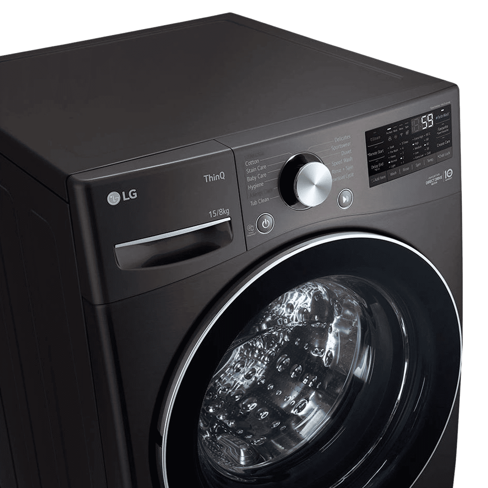 LG 15/8 kg 5 Star Fully Automatic Front Load Washer Dryer(FHD1508STB.ABLQEIL, AI Direct Drive, Black VCM)