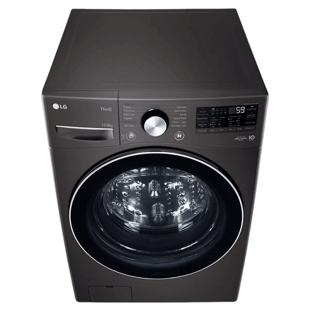 LG 15/8 kg 5 Star Fully Automatic Front Load Washer Dryer(FHD1508STB.ABLQEIL, AI Direct Drive, Black VCM)