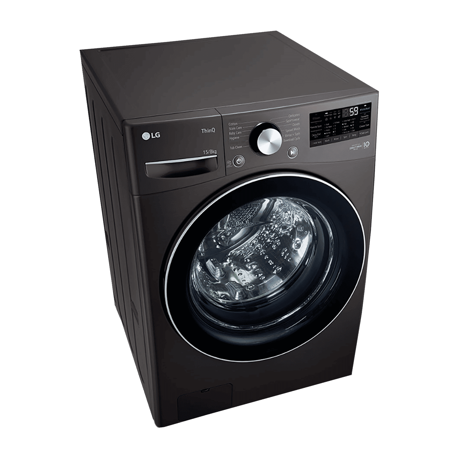 LG 15/8 kg 5 Star Fully Automatic Front Load Washer Dryer(FHD1508STB.ABLQEIL, AI Direct Drive, Black VCM)