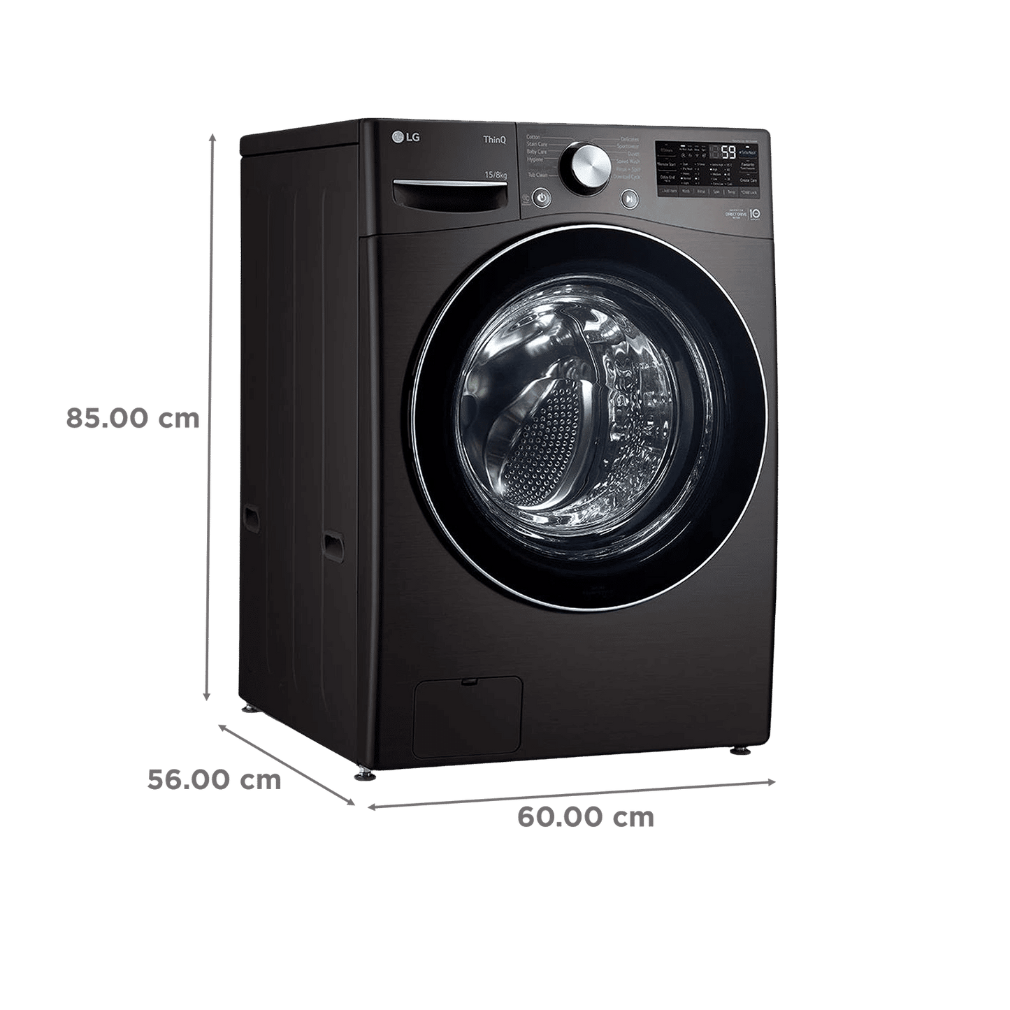 LG 15/8 kg 5 Star Fully Automatic Front Load Washer Dryer(FHD1508STB.ABLQEIL, AI Direct Drive, Black VCM)