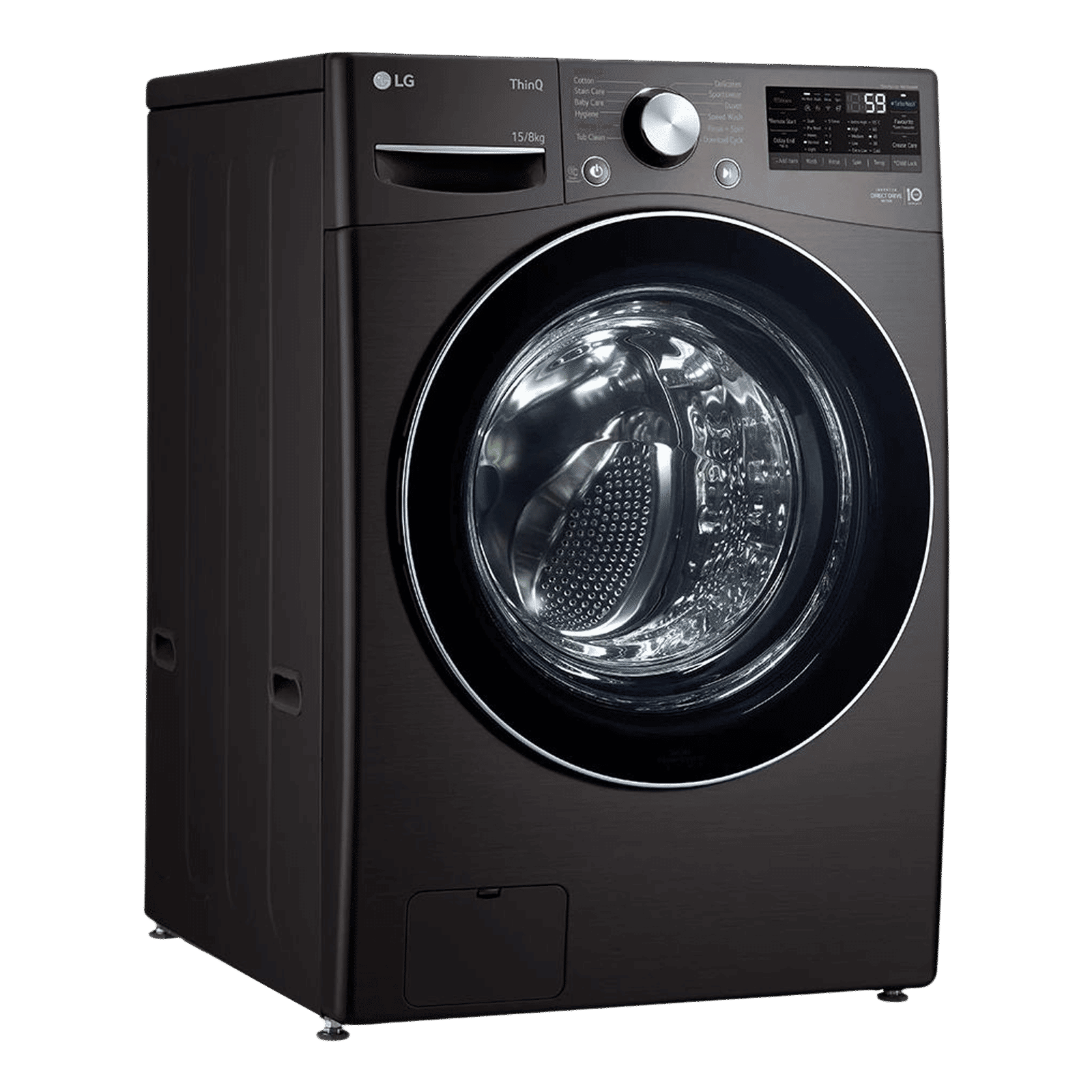 LG 15/8 kg 5 Star Fully Automatic Front Load Washer Dryer(FHD1508STB.ABLQEIL, AI Direct Drive, Black VCM)