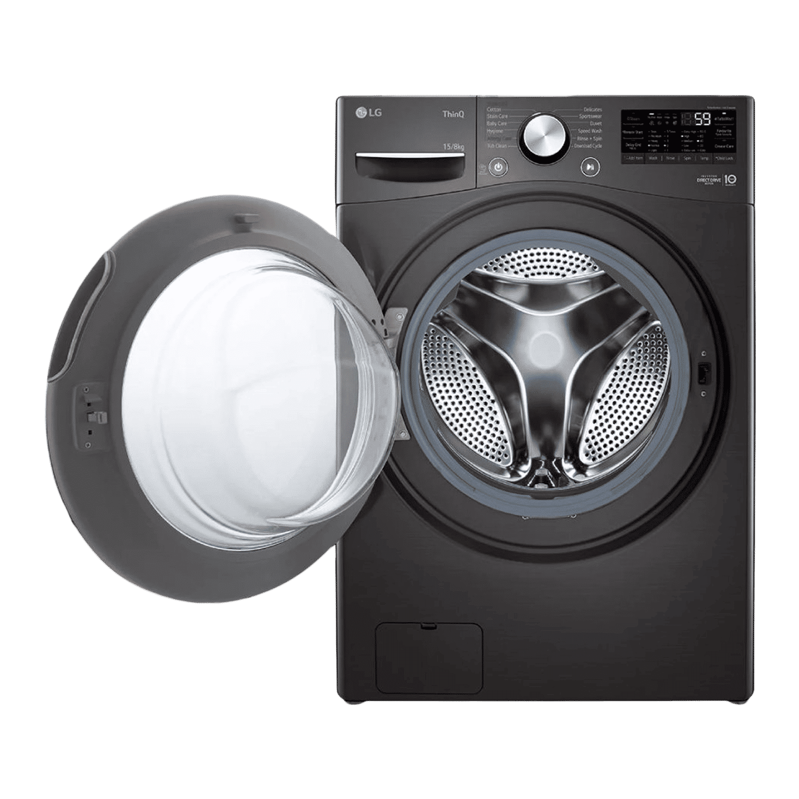 LG 15/8 kg 5 Star Fully Automatic Front Load Washer Dryer(FHD1508STB.ABLQEIL, AI Direct Drive, Black VCM)