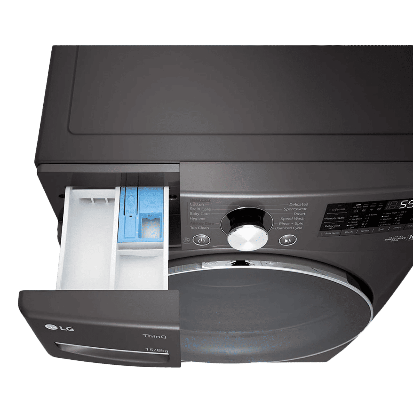 LG 15/8 kg 5 Star Fully Automatic Front Load Washer Dryer(FHD1508STB.ABLQEIL, AI Direct Drive, Black VCM)