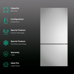 Electrolux UltimateTaste 500 496 Litres 2 Star Frost Free Double Door Bottom Mount Refrigerator with Door Alarm (EBE5302C-S, Stainless Steel)