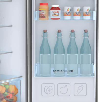 Haier 268 Litres 2 Star Frost Free Double Door Convertible Refrigerator with Turbo Icing (HRF-3182BIS-P, Inox Steel)