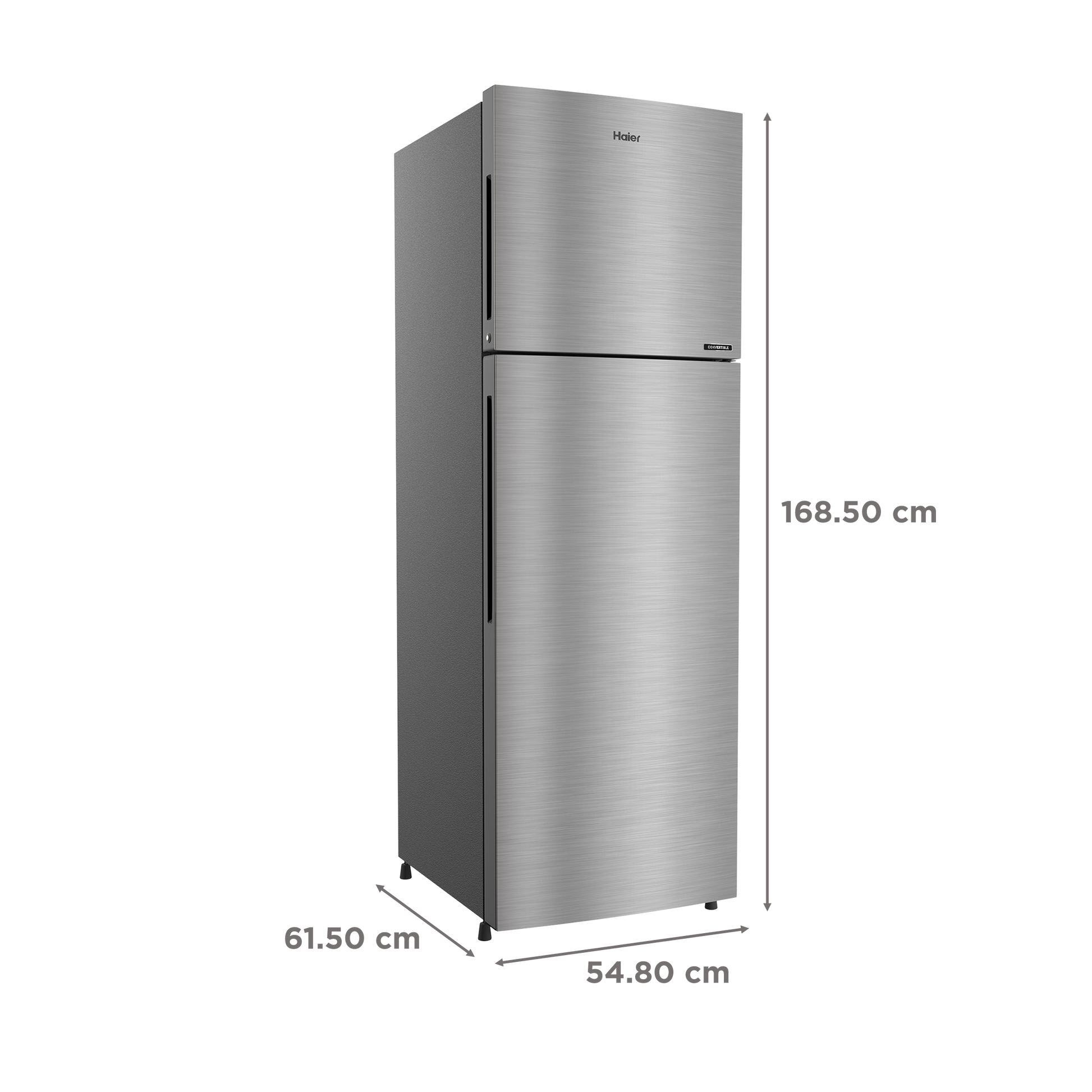 Haier 268 Litres 2 Star Frost Free Double Door Convertible Refrigerator with Turbo Icing (HRF-3182BIS-P, Inox Steel)