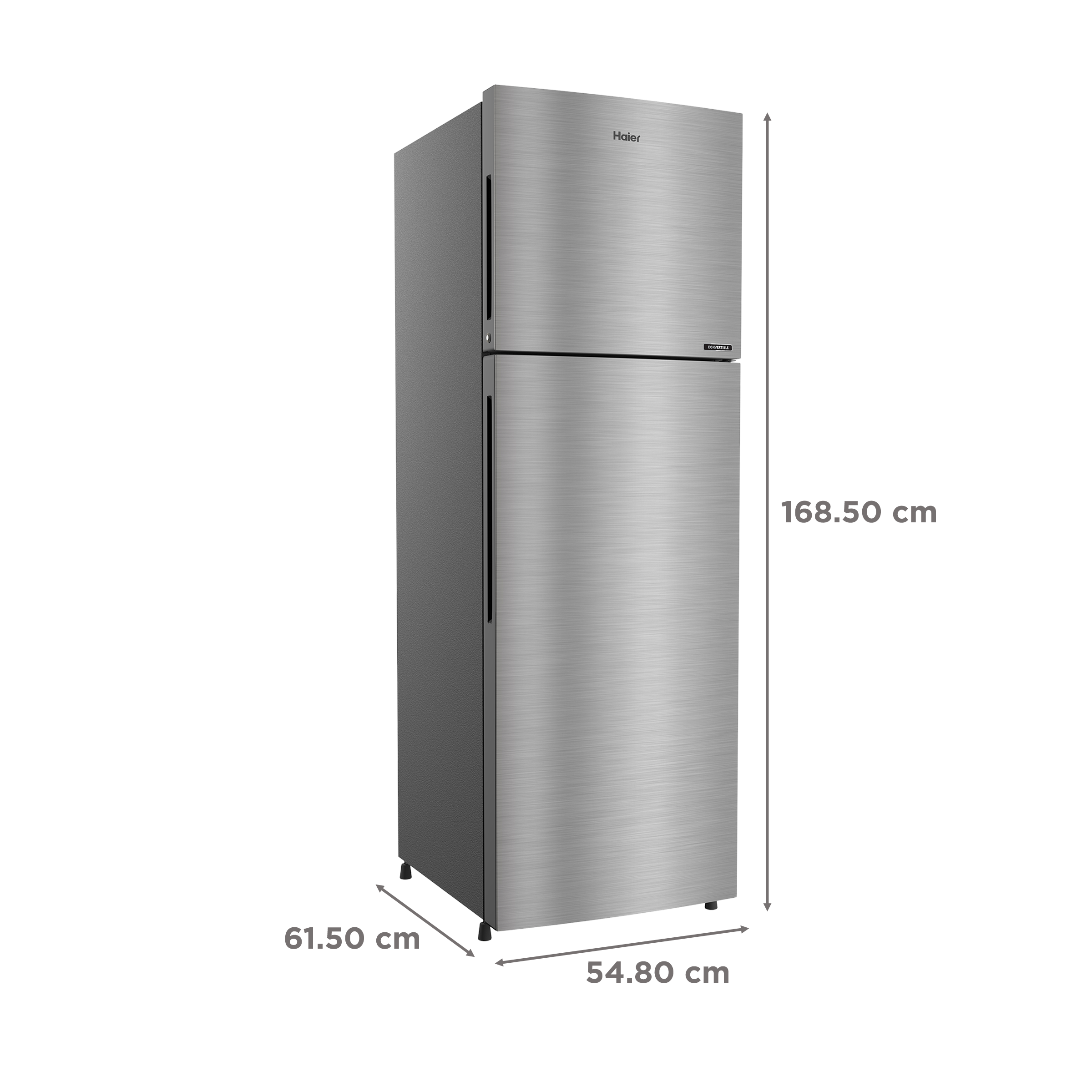 Haier 268 Litres 2 Star Frost Free Double Door Convertible Refrigerator with Turbo Icing (HRF-3182BIS-P, Inox Steel)