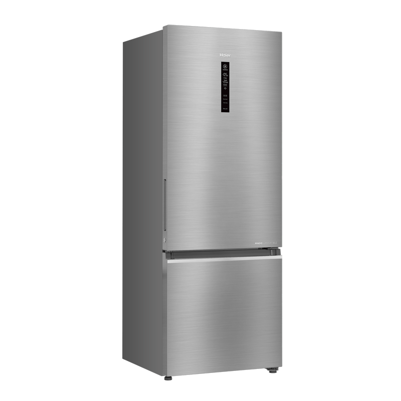 Haier 325 Litres 3 Star Frost Free Double Door Bottom Mount Convertible Refrigerator with Triple Inverter Technology (HRB-3753BBS-P, Brushline Silver)