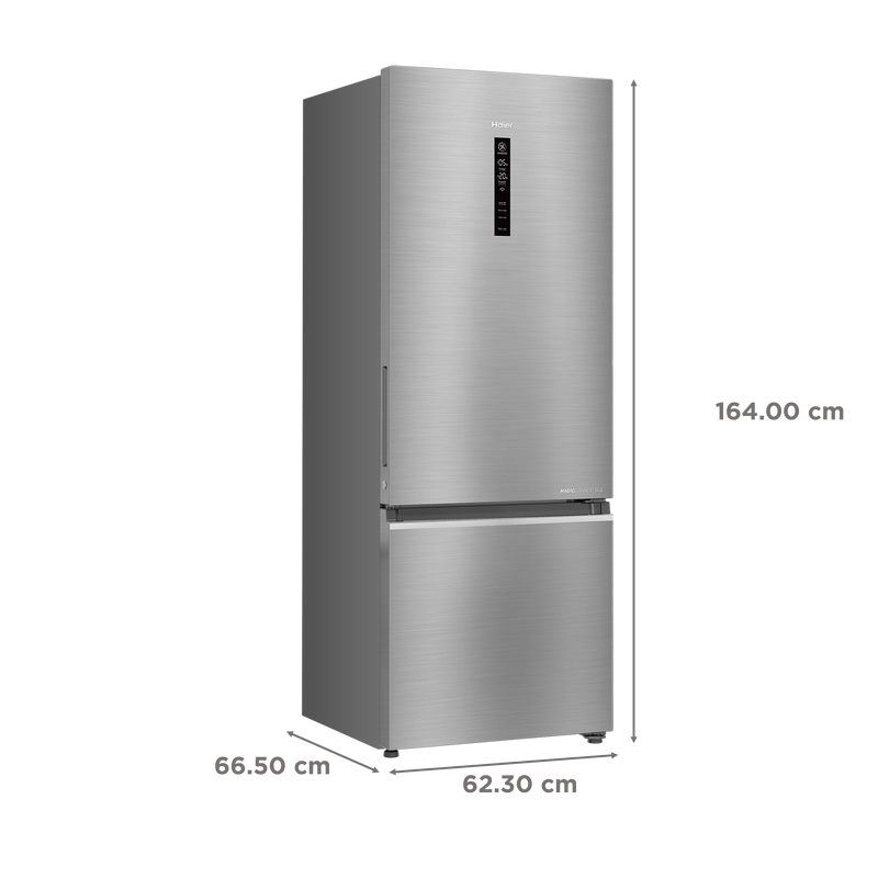 Haier 325 Litres 3 Star Frost Free Double Door Bottom Mount Convertible Refrigerator with Triple Inverter Technology (HRB-3753BBS-P, Brushline Silver)