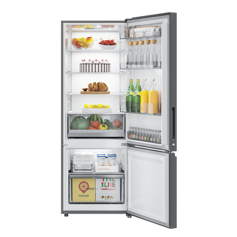 Haier 325 Litres 3 Star Frost Free Double Door Bottom Mount Convertible Refrigerator with Triple Inverter Technology (HRB-3753BBS-P, Brushline Silver)
