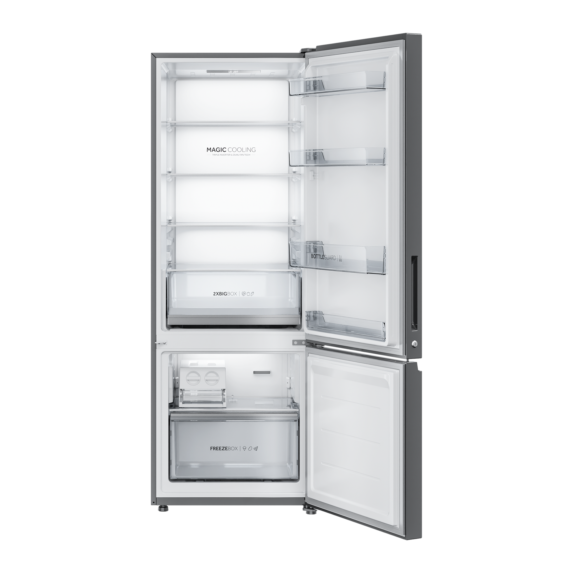 Haier 325 Litres 3 Star Frost Free Double Door Bottom Mount Convertible Refrigerator with Triple Inverter Technology (HRB-3753BBS-P, Brushline Silver)