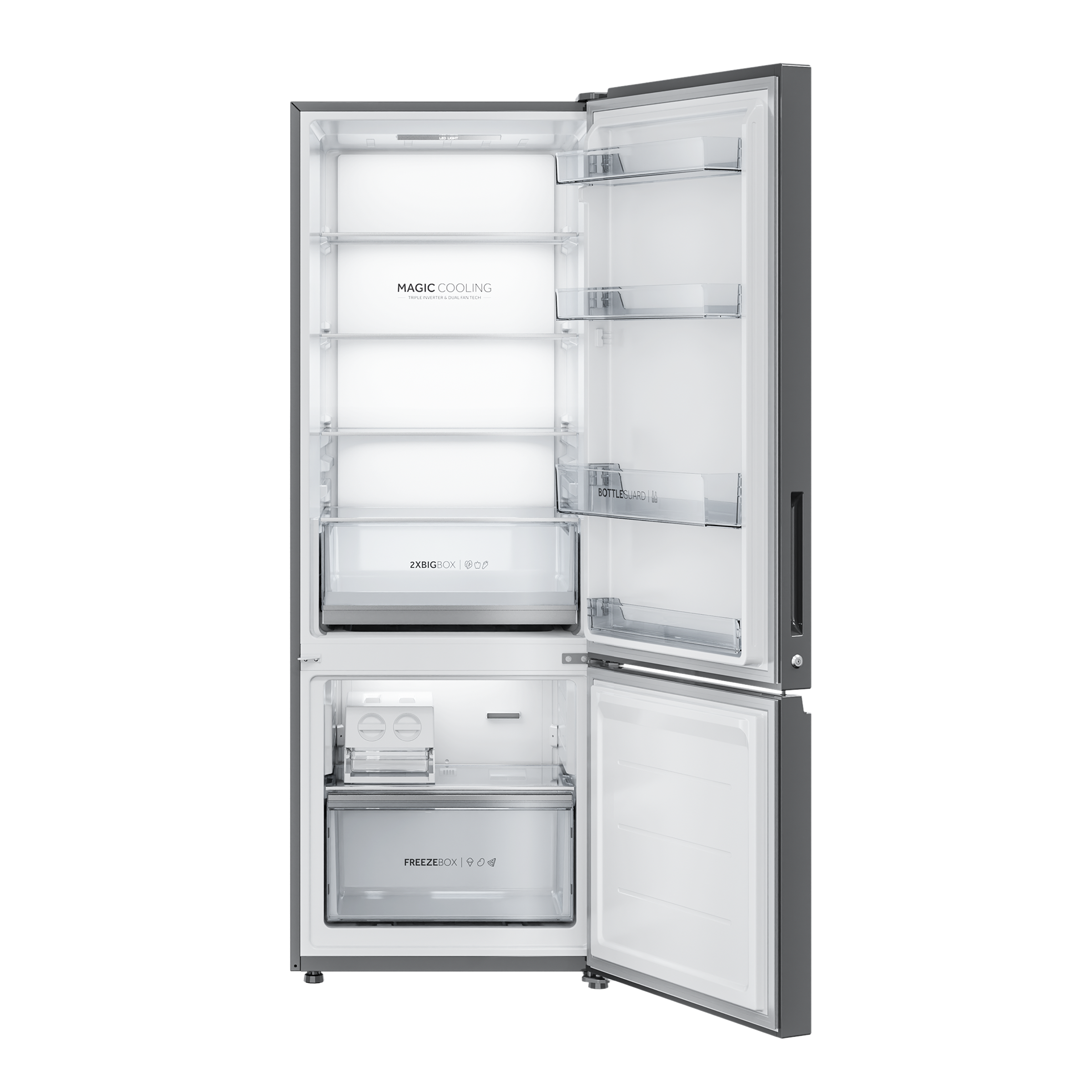 Haier 325 Litres 3 Star Frost Free Double Door Bottom Mount Convertible Refrigerator with Triple Inverter Technology (HRB-3753BBS-P, Brushline Silver)