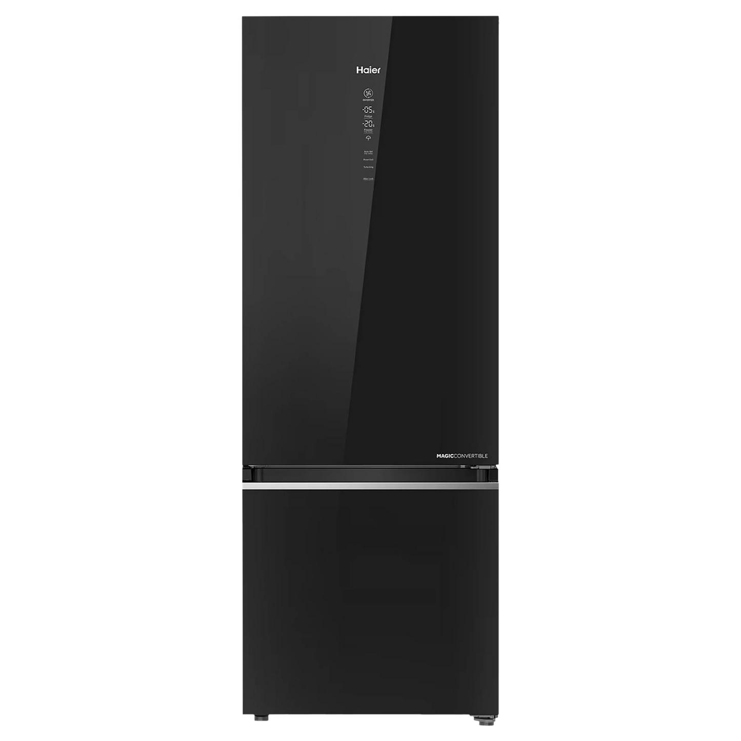 Haier 355 Litres 3 Star Frost Free Double Door Bottom Mount Convertible Refrigerator with Triple Inverter Technology (HRB-4053PKG-P, Black Glass)