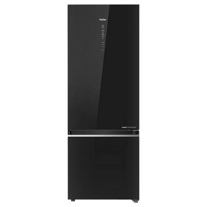Haier 355 Litres 3 Star Frost Free Double Door Bottom Mount Convertible Refrigerator with Triple Inverter Technology (HRB-4053PKG-P, Black Glass)
