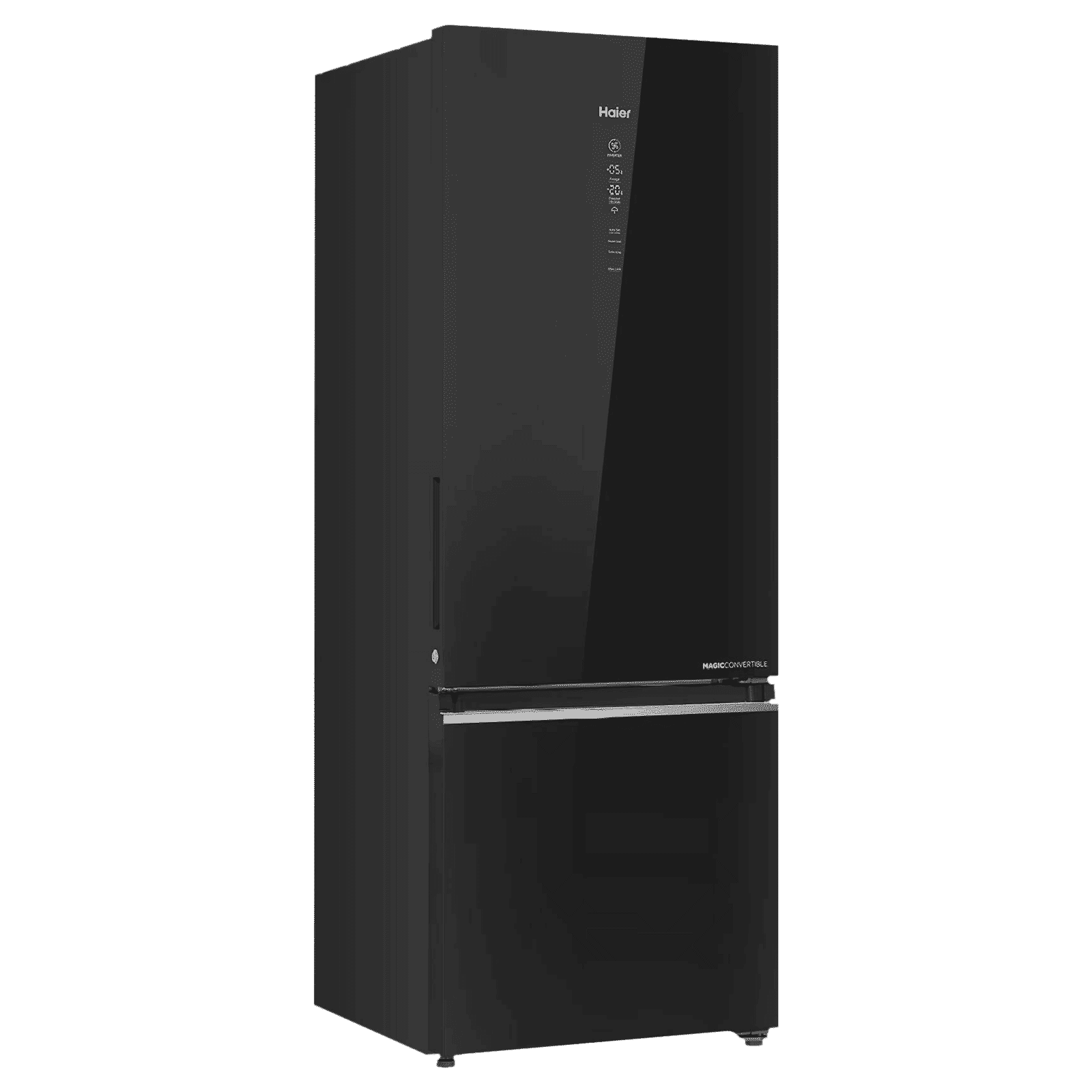 Haier 355 Litres 3 Star Frost Free Double Door Bottom Mount Convertible Refrigerator with Triple Inverter Technology (HRB-4053PKG-P, Black Glass)