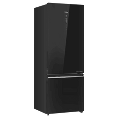 Haier 355 Litres 3 Star Frost Free Double Door Bottom Mount Convertible Refrigerator with Triple Inverter Technology (HRB-4053PKG-P, Black Glass)