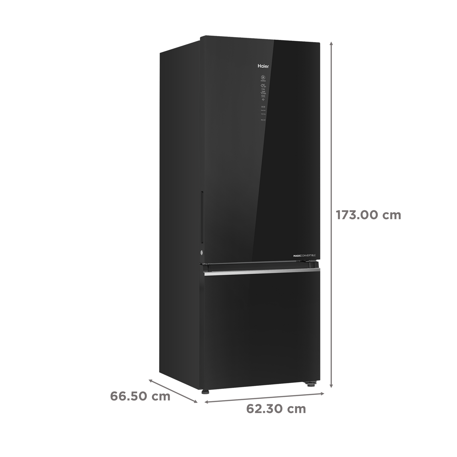 Haier 355 Litres 3 Star Frost Free Double Door Bottom Mount Convertible Refrigerator with Triple Inverter Technology (HRB-4053PKG-P, Black Glass)