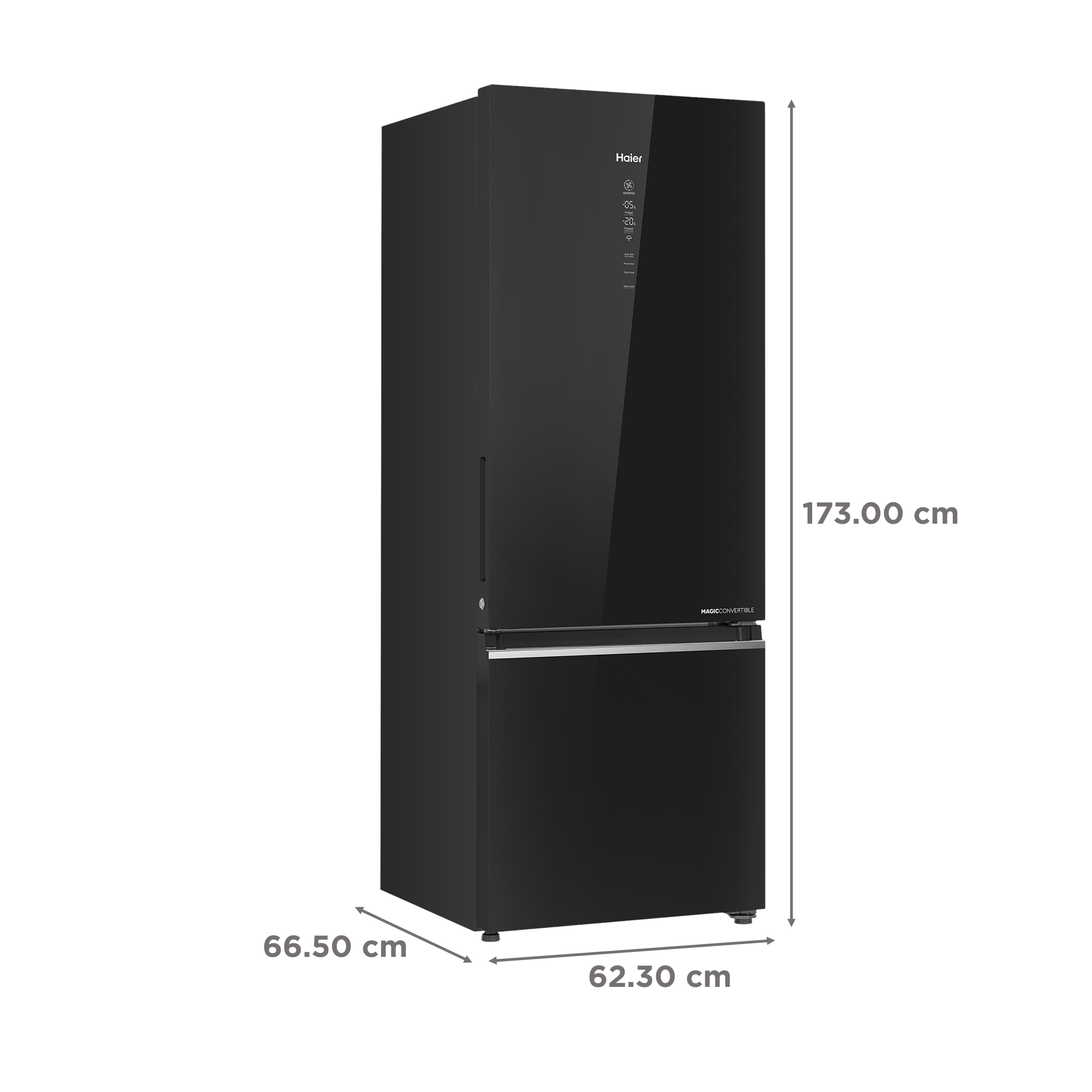Haier 355 Litres 3 Star Frost Free Double Door Bottom Mount Convertible Refrigerator with Triple Inverter Technology (HRB-4053PKG-P, Black Glass)