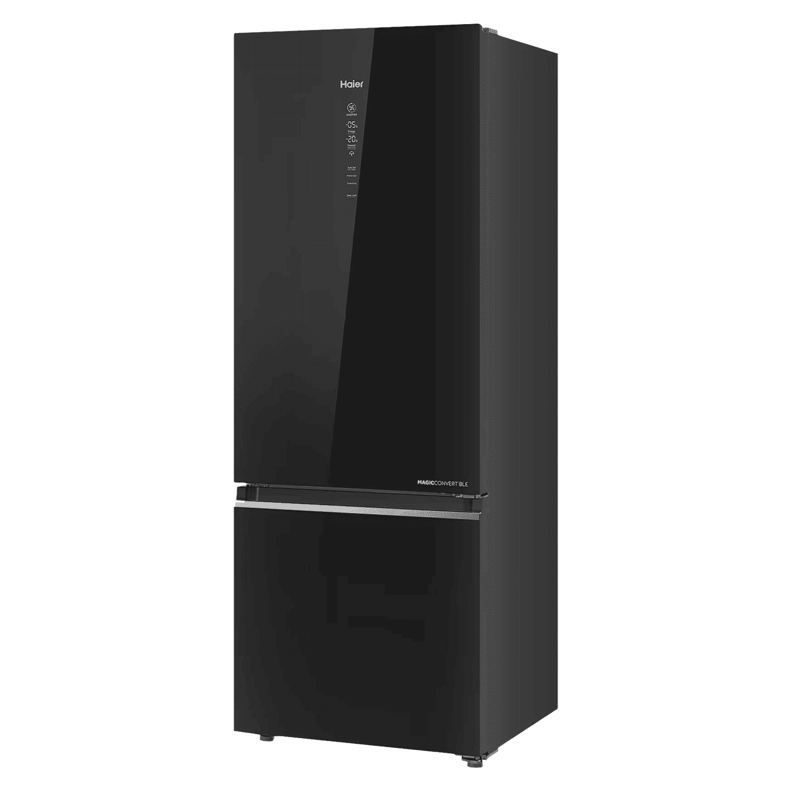 Haier 355 Litres 3 Star Frost Free Double Door Bottom Mount Convertible Refrigerator with Triple Inverter Technology (HRB-4053PKG-P, Black Glass)