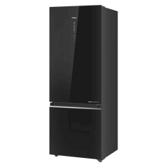 Haier 355 Litres 3 Star Frost Free Double Door Bottom Mount Convertible Refrigerator with Triple Inverter Technology (HRB-4053PKG-P, Black Glass)