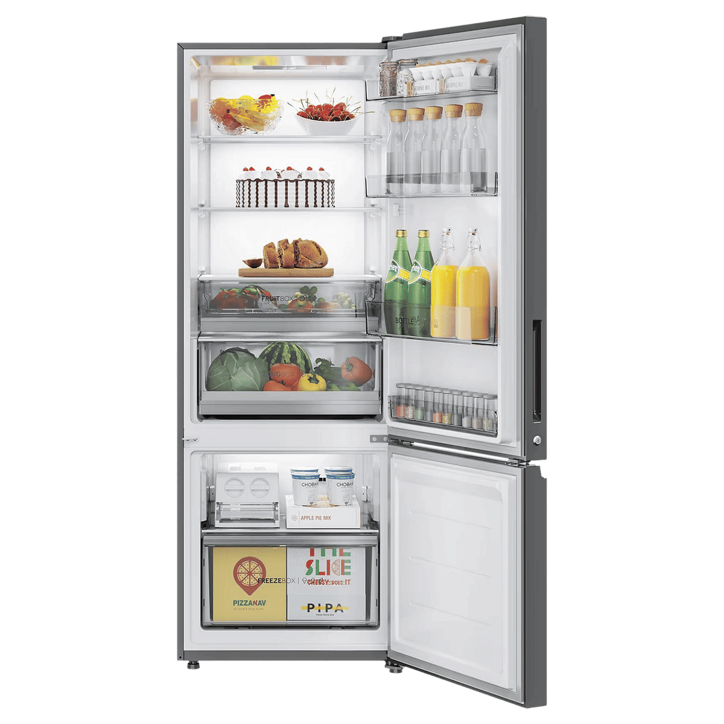 Haier 355 Litres 3 Star Frost Free Double Door Bottom Mount Convertible Refrigerator with Triple Inverter Technology (HRB-4053PKG-P, Black Glass)