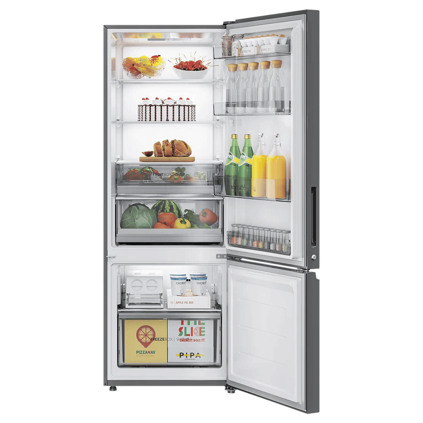 Haier 355 Litres 3 Star Frost Free Double Door Bottom Mount Convertible Refrigerator with Triple Inverter Technology (HRB-4053PKG-P, Black Glass)