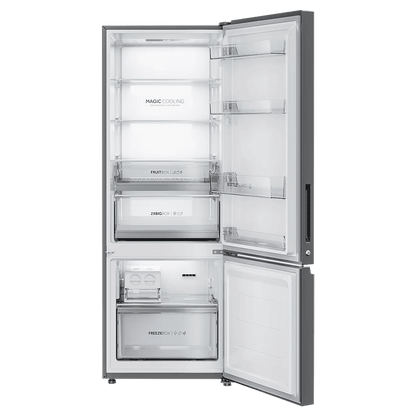Haier 355 Litres 3 Star Frost Free Double Door Bottom Mount Convertible Refrigerator with Triple Inverter Technology (HRB-4053PKG-P, Black Glass)